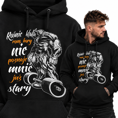 BLUZA Z KAPTUREM NA SIŁOWNIĘ  ROŚNIE KLATA